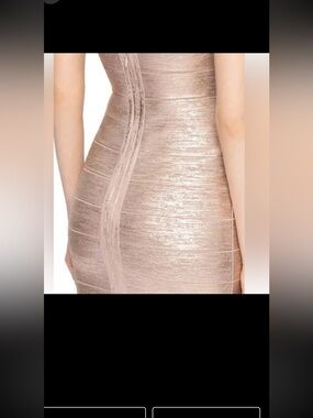 Elegant Champaigne Rose Metallic stretch Dress